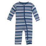 Kickee Pants Boy Coverall w/Zipper Fishing Stripe