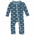 Kickee Pants Boy Coverall w/ Zipper Deep Sea Narwhal