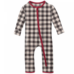 Kickee Pants Boy Coverall w/Zipper Midnight Holiday Plaid