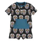 Kickee Pants Kangaroo Romper Dia De Los Muertos Skulls