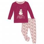 Kickee Pants Girl L/S Pajama Set Baby Rose Tiny Snowman