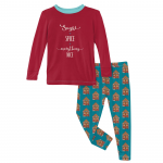 Kickee Pants Unisex L/S Pajama Set Graphic Tee Bay Gingerbread