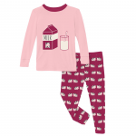 Kickee Pants Girl L/S Pajama Set Berry Cow