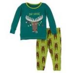 Kickee Pants Boy L/S Pajama Set Meadow Bad Moose