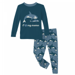 Kickee Pants Boy L/S Pajama Set Parisian Blue Orca