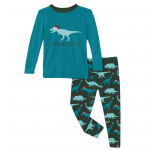 Kickee Pants Boy L/S Pajama Set Santa Dinos