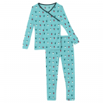 Kickee Pants Girl L/S Kimono Pajama Set Iceberg Holiday Lights