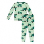 Kickee Pants Boy L/S Pajama Set Pistachio Tractors