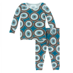 Kickee Pants Boy L/S Pajama Set Heritage Blue Agate Slices