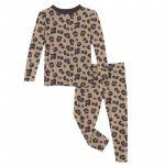 Kickee Pants Girl L/S Pajama Set Suede Cheetah Print