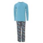 Kickee Pants Men L/S Pajama Set Pewter Santa Sharks