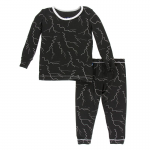 Kickee Pants Unisex L/S Pajama Set Zebra Lightning