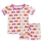 Kickee Pants Girl S/S w/ Shorts Pajama Set Natural Camper