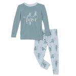 Kickee Pants Girl L/S Pajama Set Graphic Tee Illusion Blue Forest Fairies