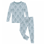 Kickee Pants Girl L/S Pajama Set Illusion Blue Damask