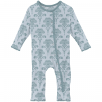Kickee Pants Girl Muffin Ruffle Coverall w/Snaps Illusion Blue Damask