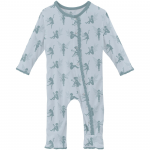 Kickee Pants Girl Muffin Ruffle Coverall w/ Snaps Illusion Blue Forest Fairies