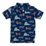 Kickee Pants Boy S/S Polo Shirt Flag Blue Big Cats
