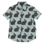Kickee Pants Boy S/S Woven Button Up Shirt Jade Forest Rabbit