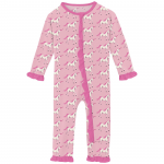 Kickee Pants Girl Ruffle Coverall w/2way Zipper Cake Pop Prancing Unicorn