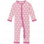 Kickee Pants Girl Ruffle Coverall w/2way Zipper Cake Pop Swan Princess