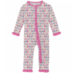 Kickee Pants Girl Ruffle Coverall w/2way Zipper Latte 3 Little Kittens