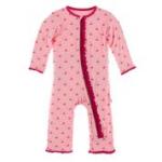 Kickee Pants Girl Ruffle Coverall w/Zipper Lotus Cherries & Blossoms