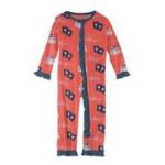 Kickee Pants Girl Ruffle Coverall w/ Zipper English Rose Travel Guide