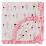 Kickee Pants Throw Blanket Ruffle Double Layer Natural Ice Cream Shop