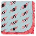 Kickee Pants Throw Blanket Ruffle Double Layer Summer Sky Soccer Splash