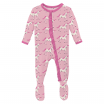Kickee Pants Girl Ruffle Footie w/2way Zipper Cake Pop Prancing Unicorn