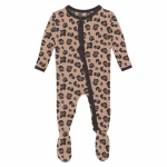 Kickee Pants Girl Ruffle Footie w/Zipper Suede Cheetah Print