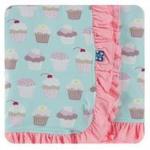 Kickee Pants Stroller Blanket Ruffle Summer Sky Cupcakes