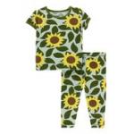 Kickee Pants Girl S/S Pajama Set Aloe Sunflower