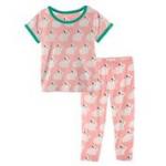 Kickee Pants Girl S/S Pajama Set Strawberry Forest Rabbit