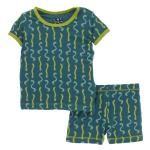 Kickee Pants Boy S/S Pajama Set w/Shorts Oasis Worms