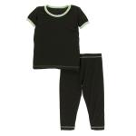 Kickee Pants Unisex S/S Pajama Set Solid Zebra w/Pistachio