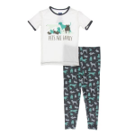 Kickee Pants Unisex S/S Pajama Set Stone Domestic Animals