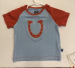 Kickee Pants Boy S/S Raglan Shirt Pond w/ Horseshoe Applique