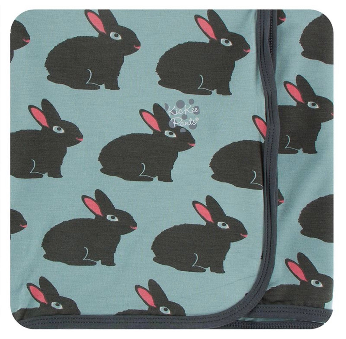Kickee Pants Swaddle Blanket Jade Forest Rabbit