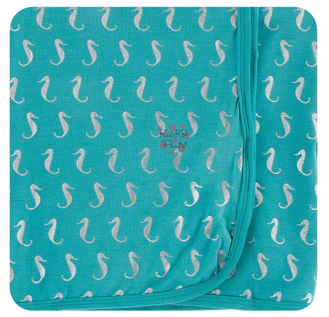 Kickee Pants Swaddle Blanket Neptune mini Seahorses