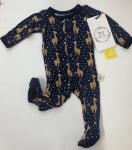 Kozi & Co Boy Footie w/Snaps Navy Giraffe