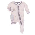 Kickee Pants Girl Ruffle Footie w/Zipper Macaroon Chandelier