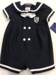 Matt's Scooter Nautical Sailor Romper Navy w/ White Trim