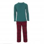 Kickee Pants Men L/S Pajama Set Christmas Plaid