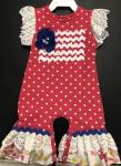 Peaches N Cream Nautical Dot Romper w/ Rick Rack
