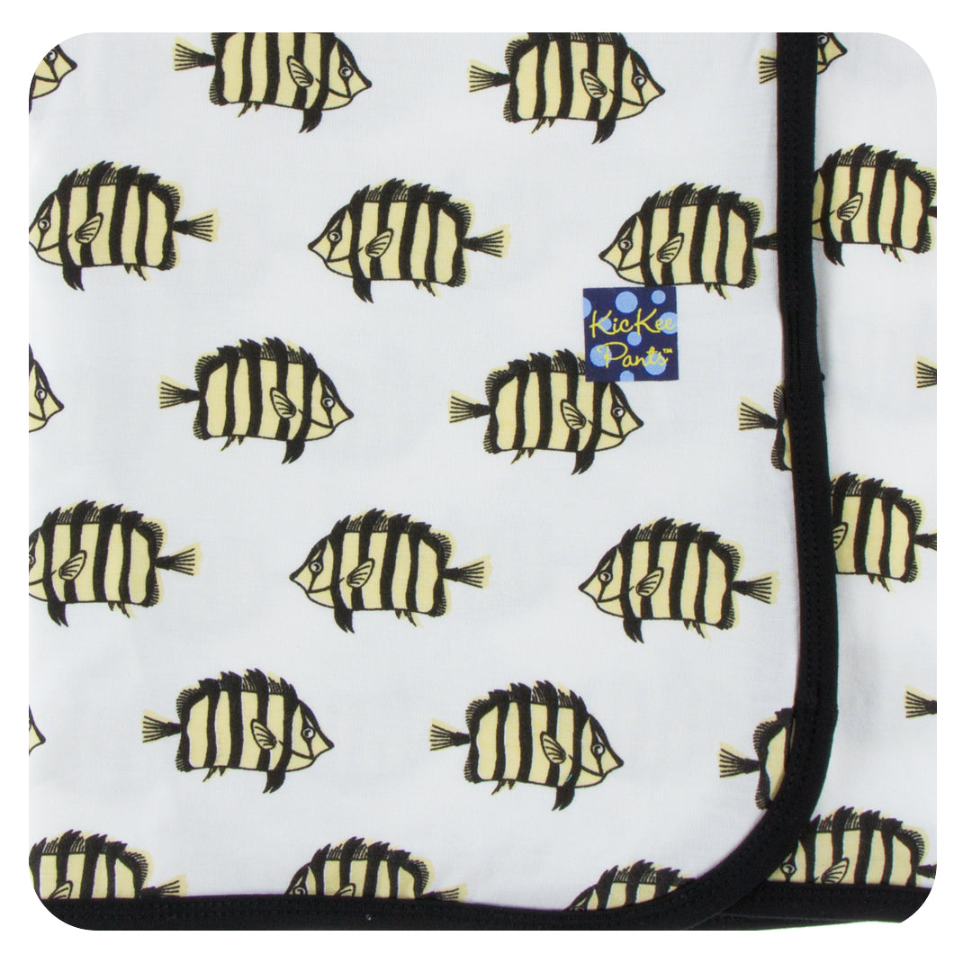 Kickee Pants Swaddle Blanket Natural Butterfly Fish