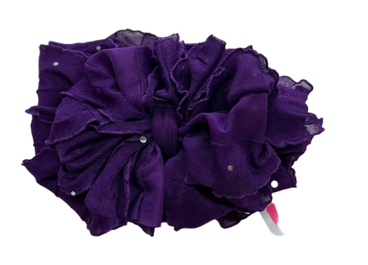 In Awe Ruffle Headband Bright Purple Sequin