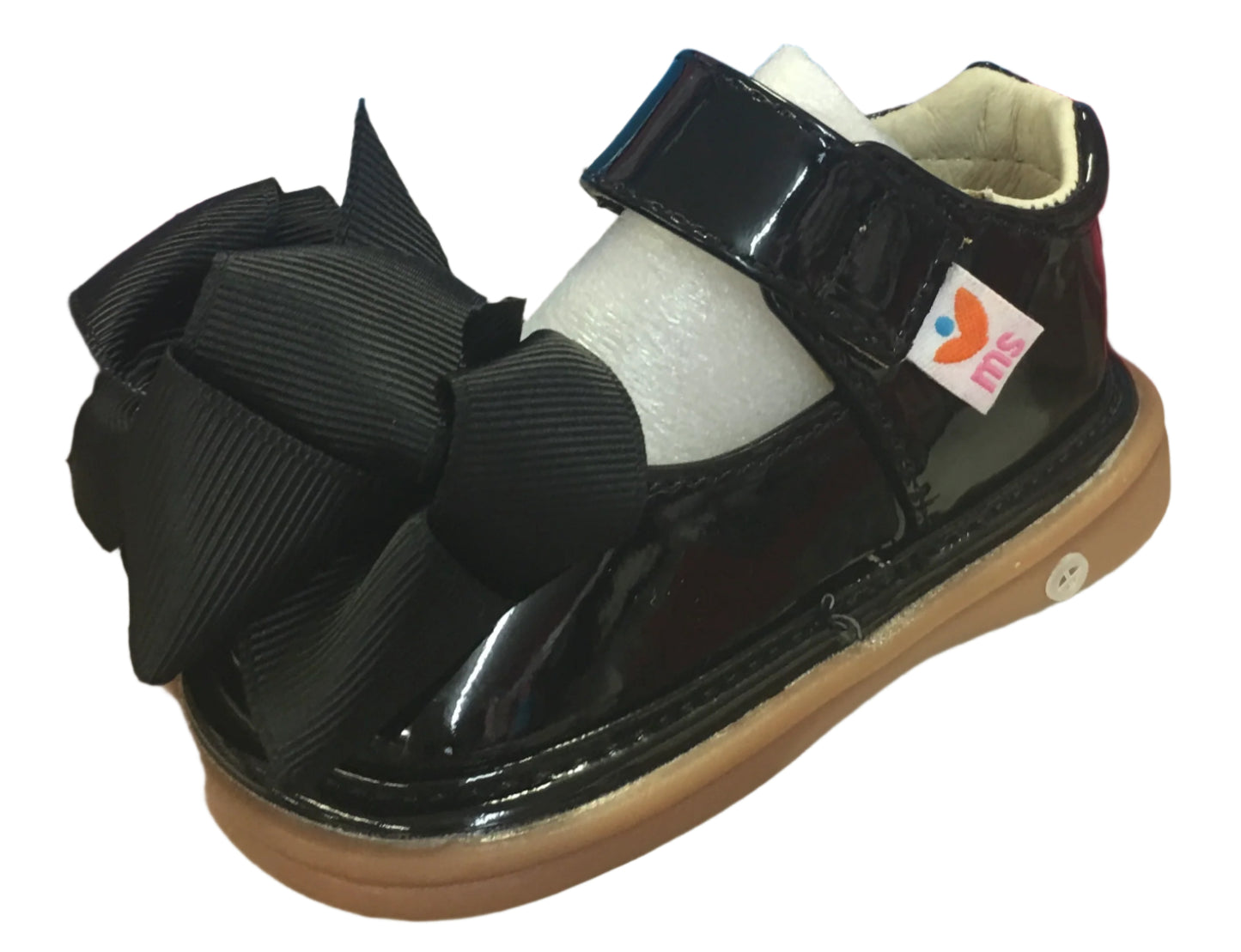 MooShu Squeaker Trainer Mary Jane Black Patent Leather