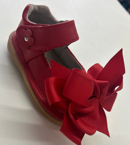 Mooshu Trainer Squeaker Mary Jane Red with Bow